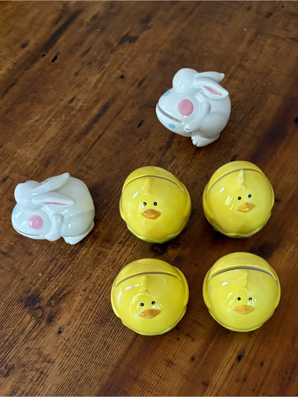 Pier One Set of 7 Easter Chicks & Bunny Place Card Holders  Ceramic